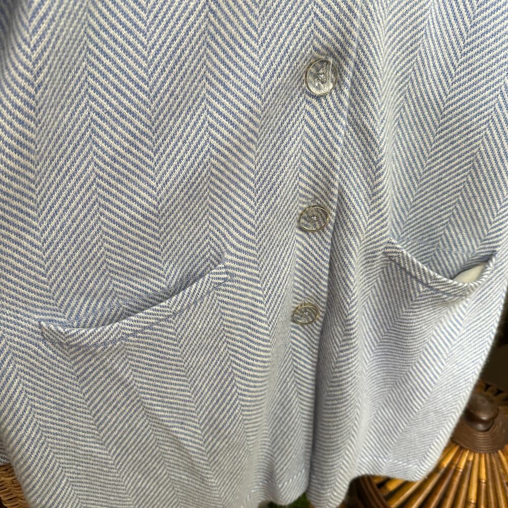 J. MCLAUGHLIN 100% Cashmere Herringbone Cardigan Sweater Coat Blue Sz L {3D37} - Picture 5 of 7